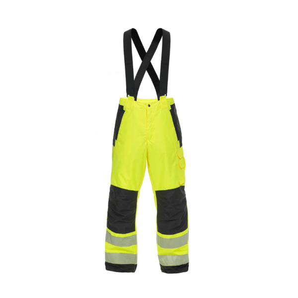 Kõrgnähtav talvepüksid High visibility neon yellow 3M reflective striped winter dungarees
