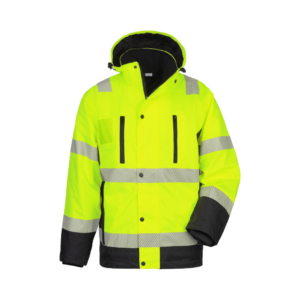 Talvejope High visibility neon yellow 3M winter jacket with reflective stripes
