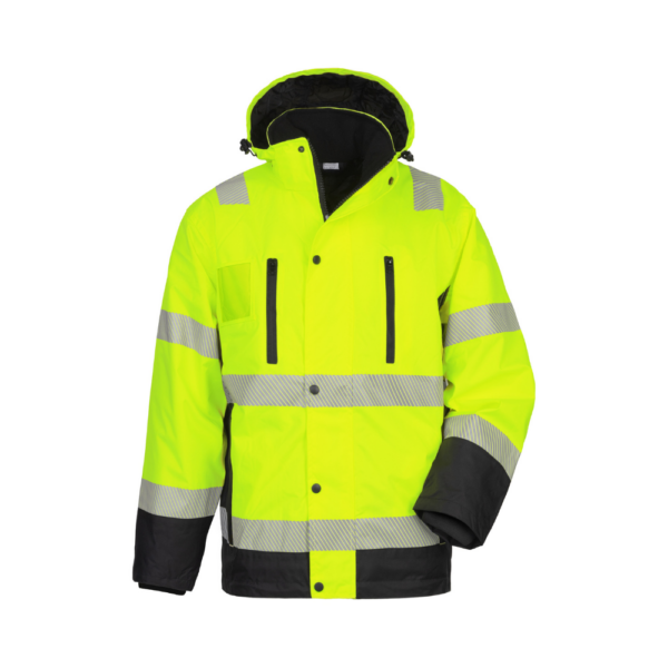 Talvejope High visibility neon yellow 3M winter jacket with reflective stripes