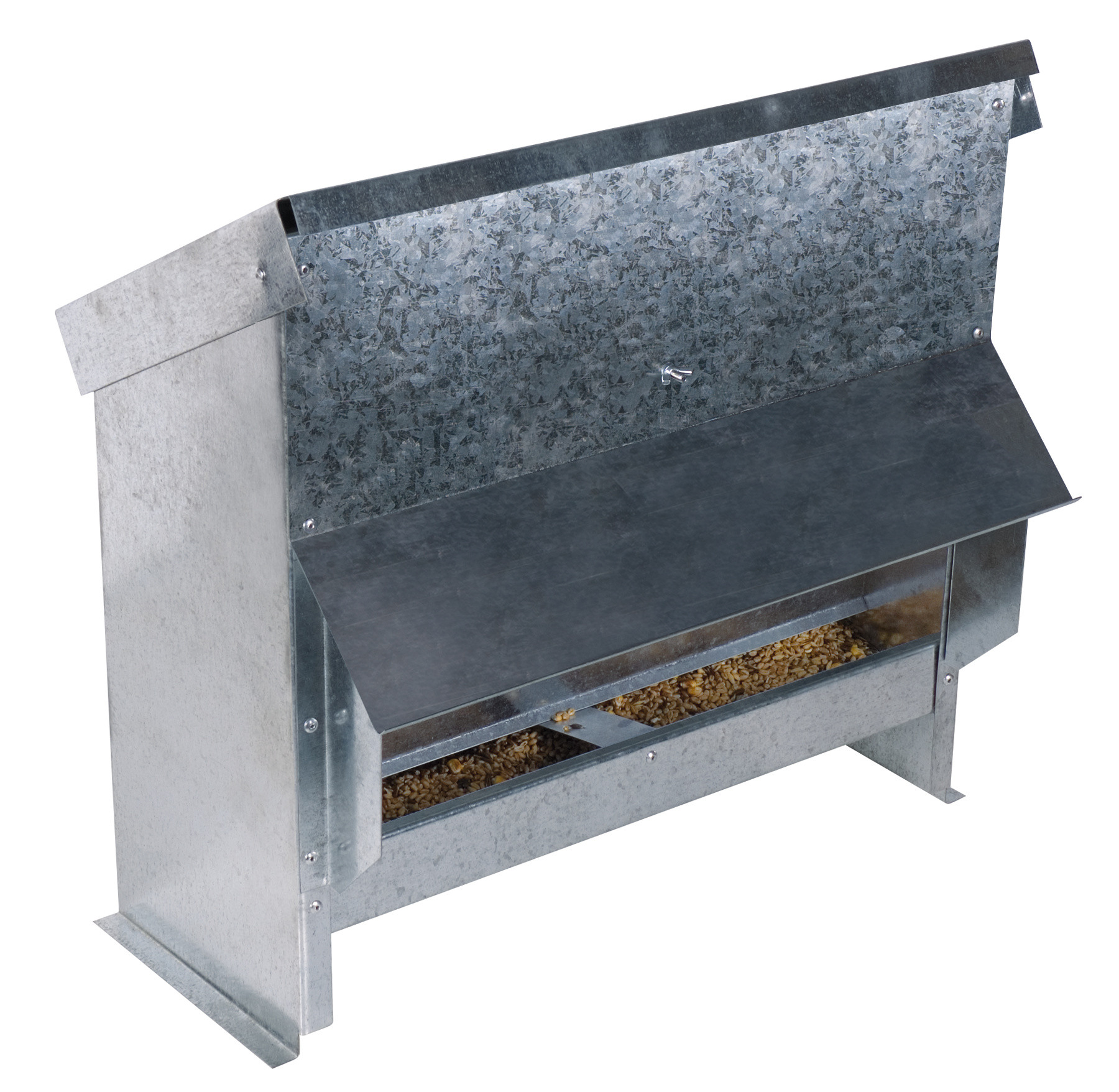 Feeding trough galvanized steel with hopper 25 L for 17 hens