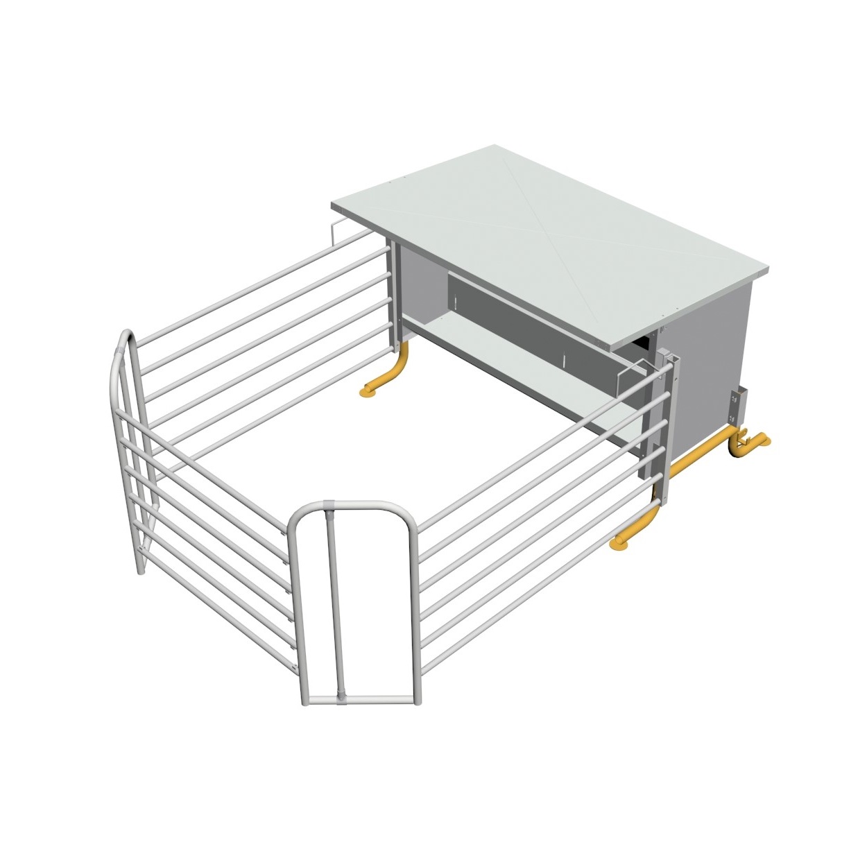 Calf feeder with a bunker roof (fences included); width 2,4 m 