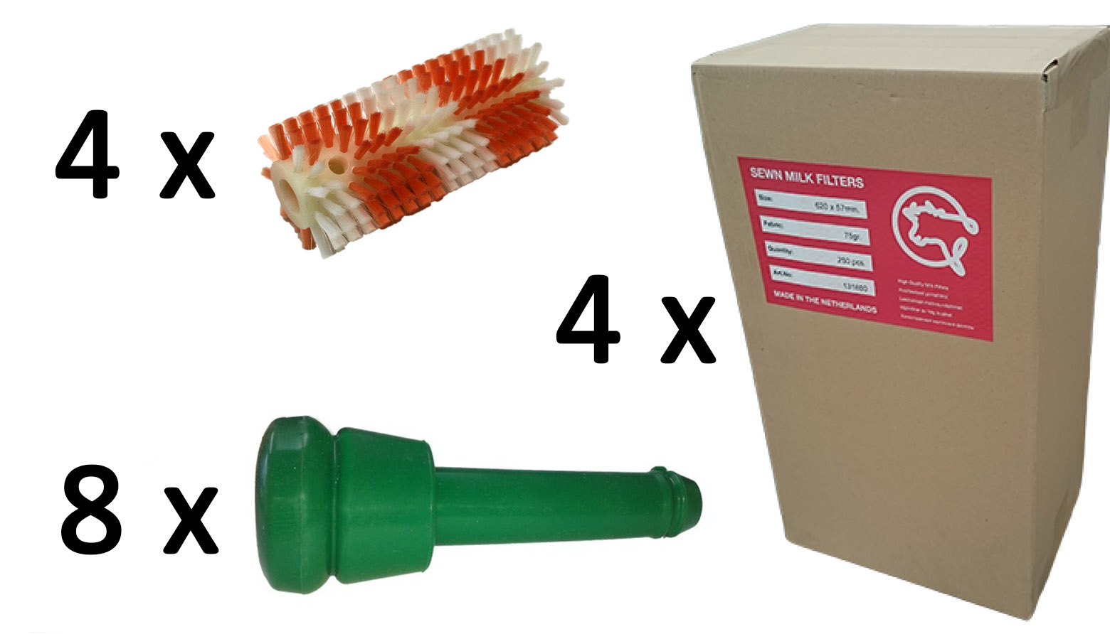 Set of spare parts for Lely (cleaning brushes, milk filters and liners)