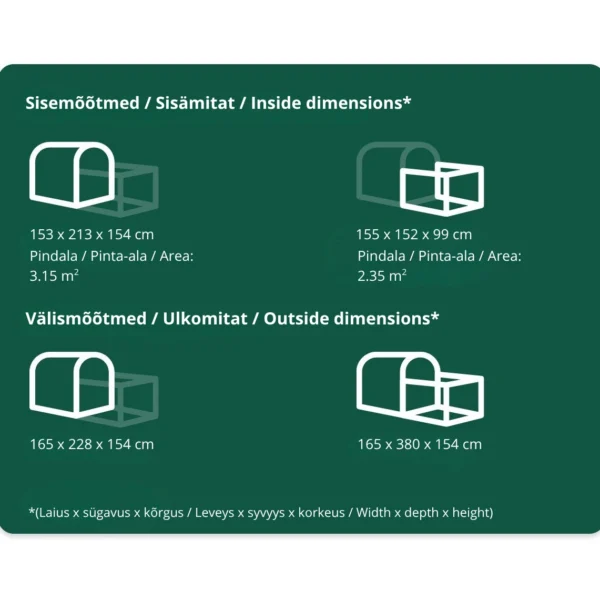 Vasikaboksi mõõtmed XL-2 CalfOTel XL-2 with fence